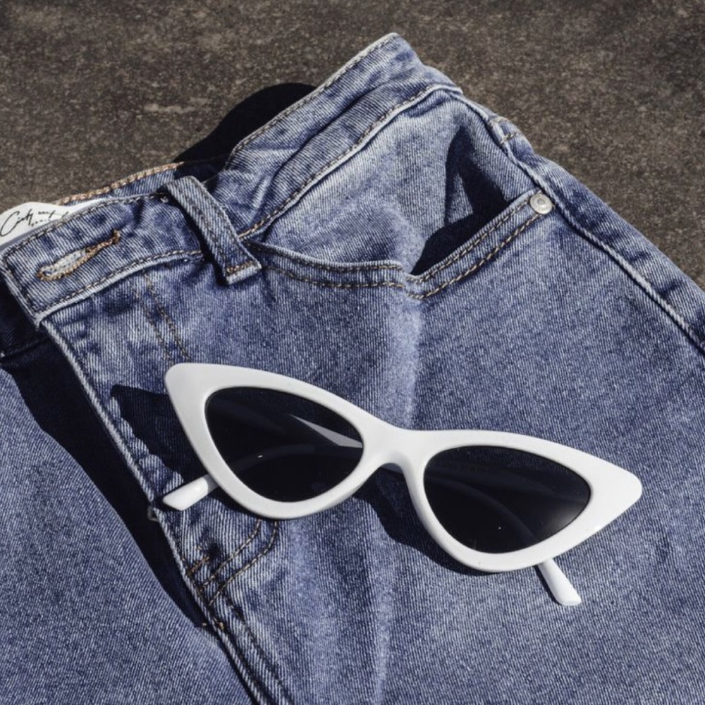 White rimmed mirrored sunglasses